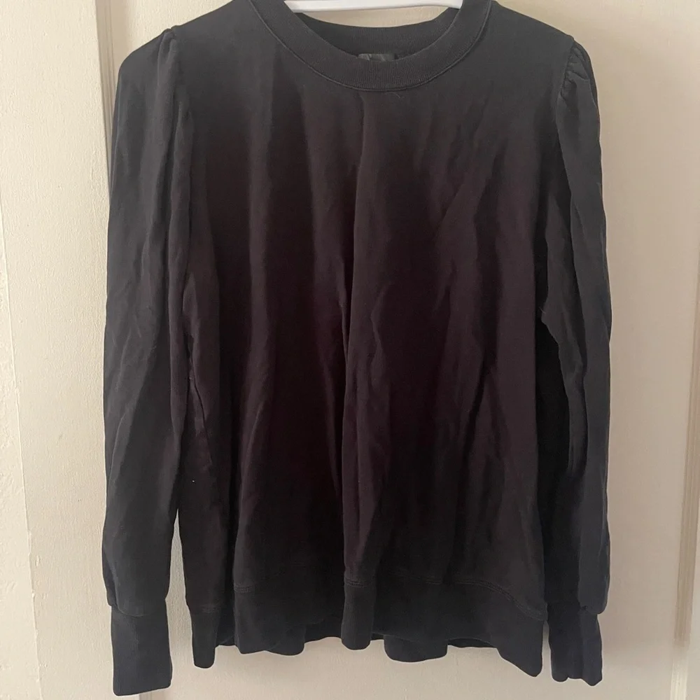 Summersalt The Softest French Terry Puff Sleeve Pulloverblack size large